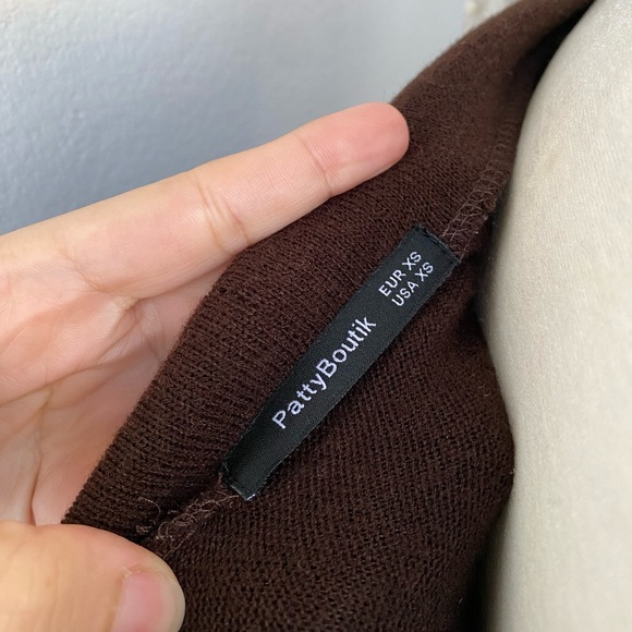 PattyBoutik Brown Off The Shoulder Bodycon Sweater Mini Dress - Picture 5 of 5